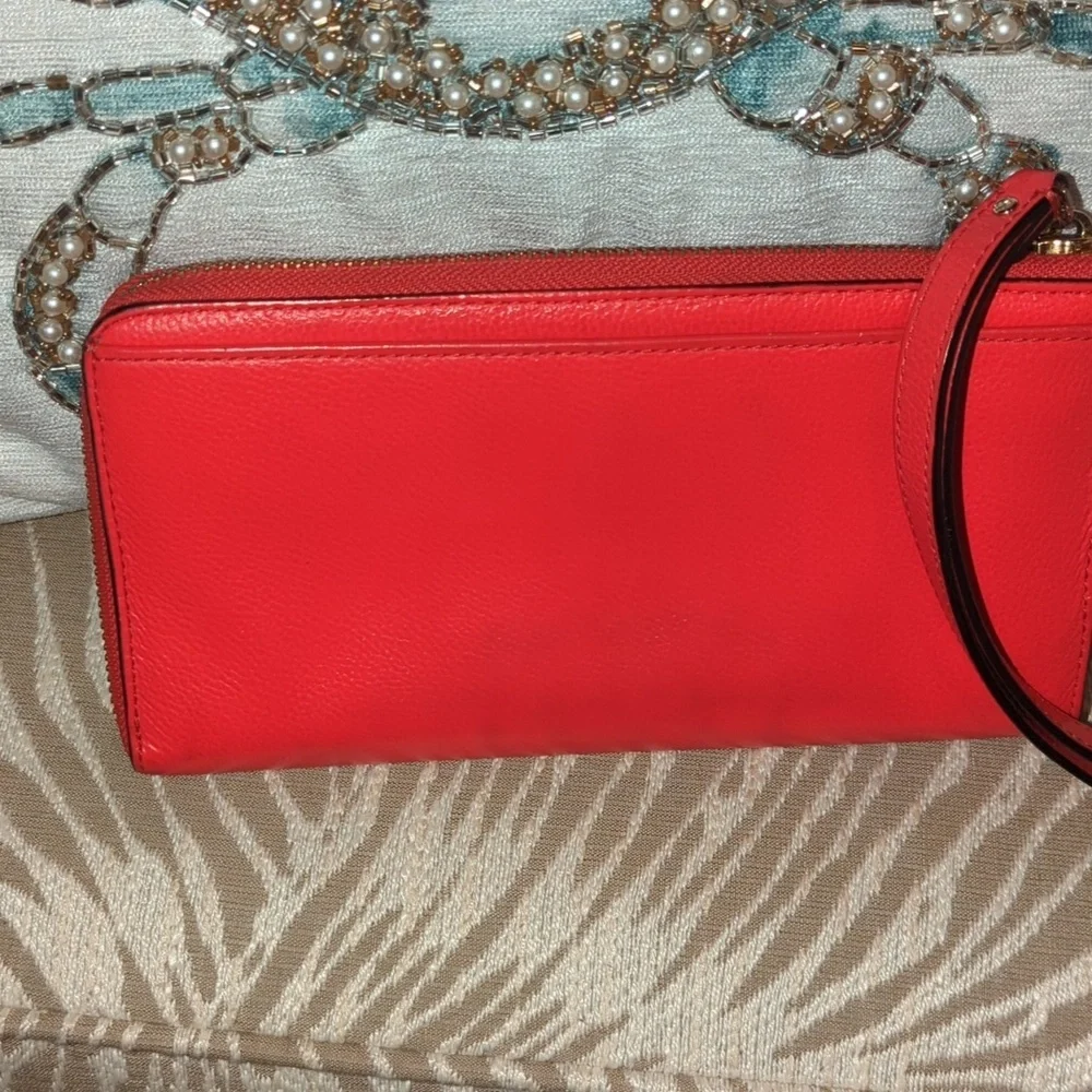 Kate Spade Red leather long wristlet wallet